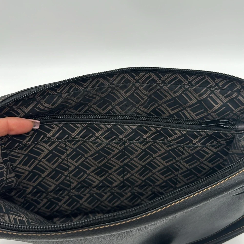 Vintage Dunhill Black Leather Travel Toiletry Bag Organizer